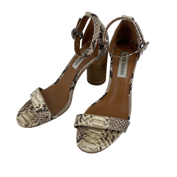 Women's STEVE MADDEN Size 6 Sara Faux Snakeskin Ankle Strap High Heel Sandals - Picture 5 of 13